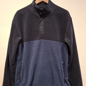 Mountain Warehouse Two-Tone Pullover Fleece Sweatshirt in Black and Navy Large